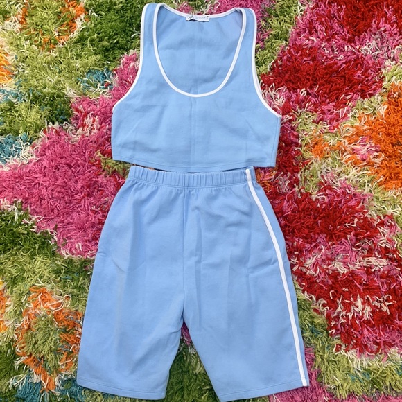 Blue and white two piece ZARA lounge set - Picture 2 of 2